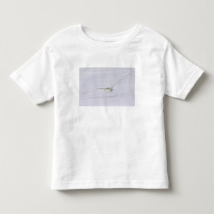 Canada, Quebec. Snowy owl flies low over snow. Toddler T-shirt