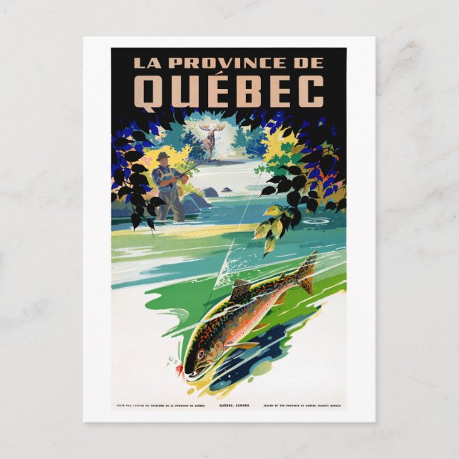 Canada Quebec Vintage Poster Restored Postcard (Front)