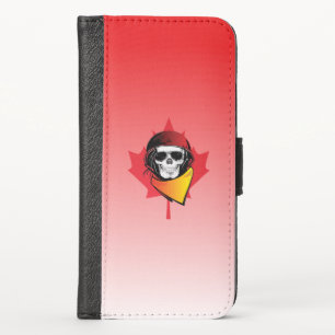 Canada Rebel Army Skull Maple Leaf iPhone X Wallet Case