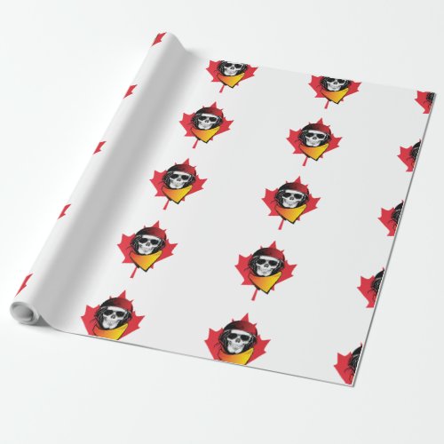 Canada Rebel Army Skull Maple Leaf Wrapping Paper