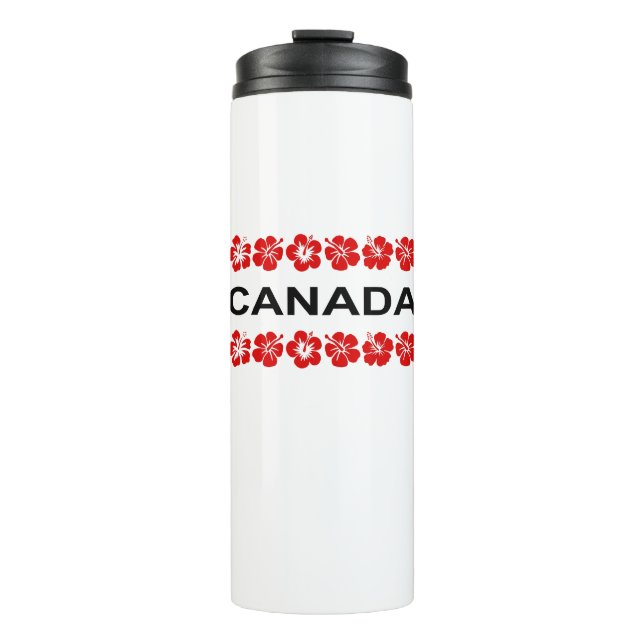 Canada Red Flower Aloha Bands Light-Color Thermal Tumbler (Front)