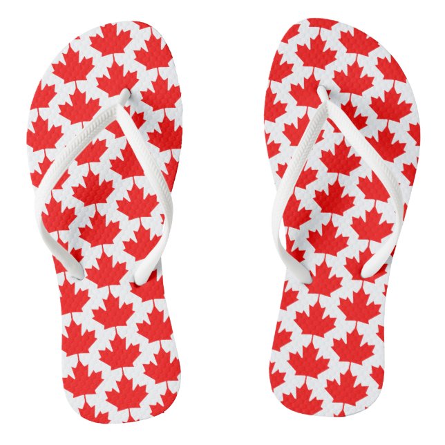 Canada Red Maple Leaf Canadian Flip Flops (Footbed)