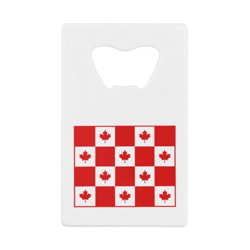 Canada Red Maple Leaf Checkered Board Color Credit Card Bottle Opener