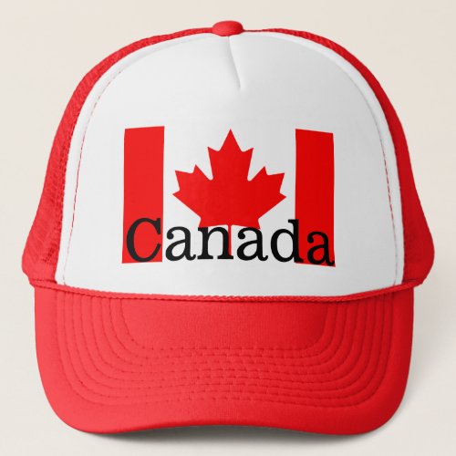 Canada Red Maple Leaf Flag Colors Trucker Hat
