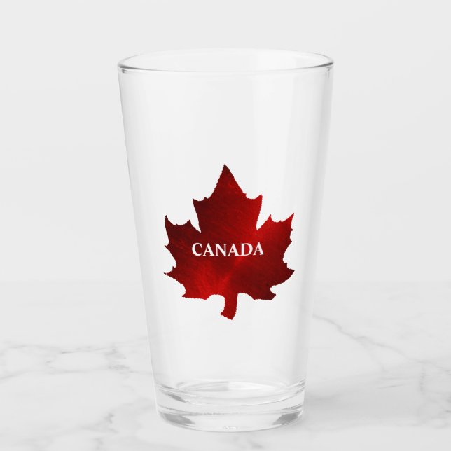 CANADA Red Maple Leaf Glass Cup (Front)