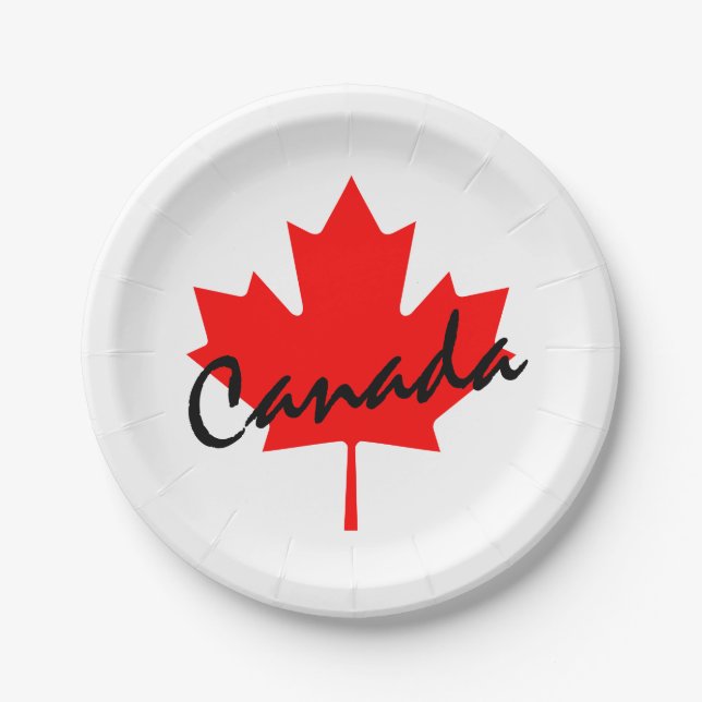 Canada Red Maple Leaf Paper Plates (Front)
