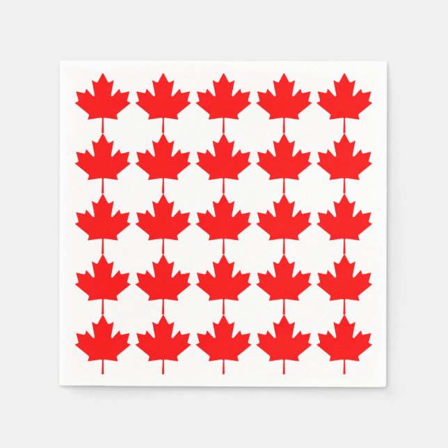 Canada Red Maple Leaf Pattern Paper Napkins (Front)