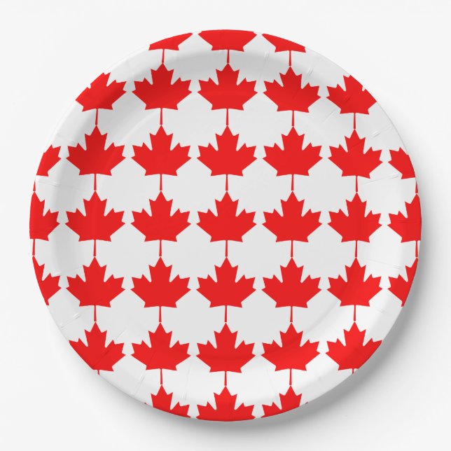 Canada Red Maple Leaf Pattern Paper Plates (Front)