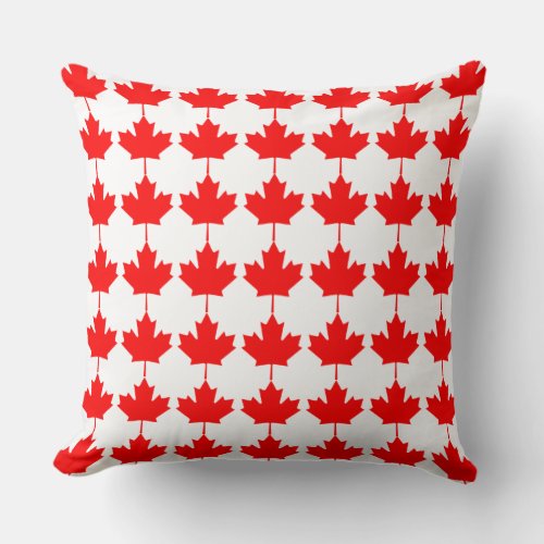 Canada Red Maple Leaf Pattern Throw Pillow