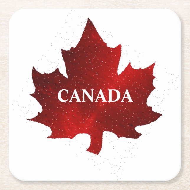 CANADA Red Maple Leaf  Square Paper Coaster (Front)