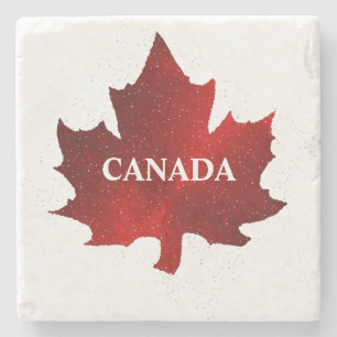 CANADA Red Maple Leaf Stone Coaster