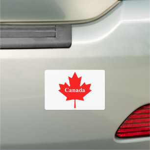 Canada red maple leaf with customizable text car magnet