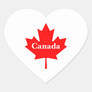 Canada red maple leaf with customizable text heart sticker