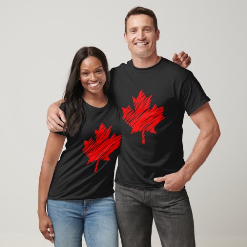 Canada Red Sketch Stylish Maple Leaf T_Shirt
