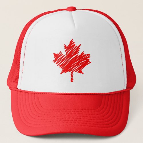 Canada Red Sketch Stylish Maple Leaf Trucker Hat