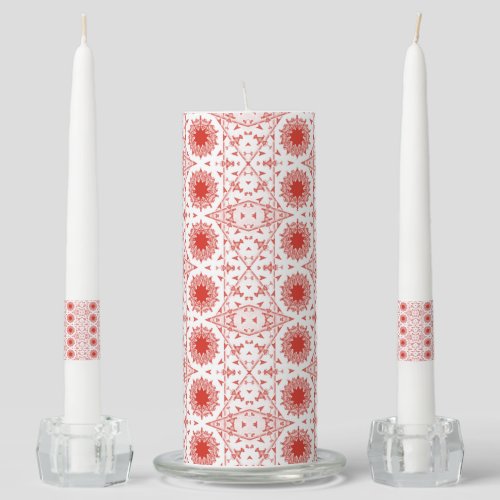 Canada Red White Abstract Canadian Flag Pattern Unity Candle Set
