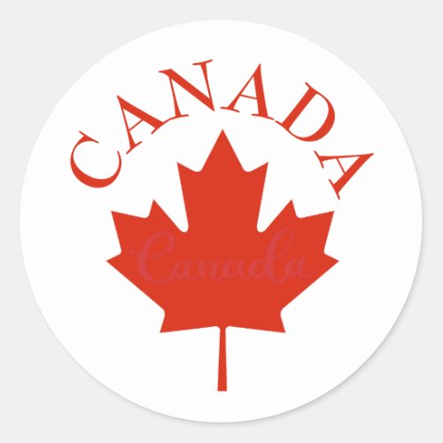 Canada Red  White Canadian Flag Classic Round Sticker
