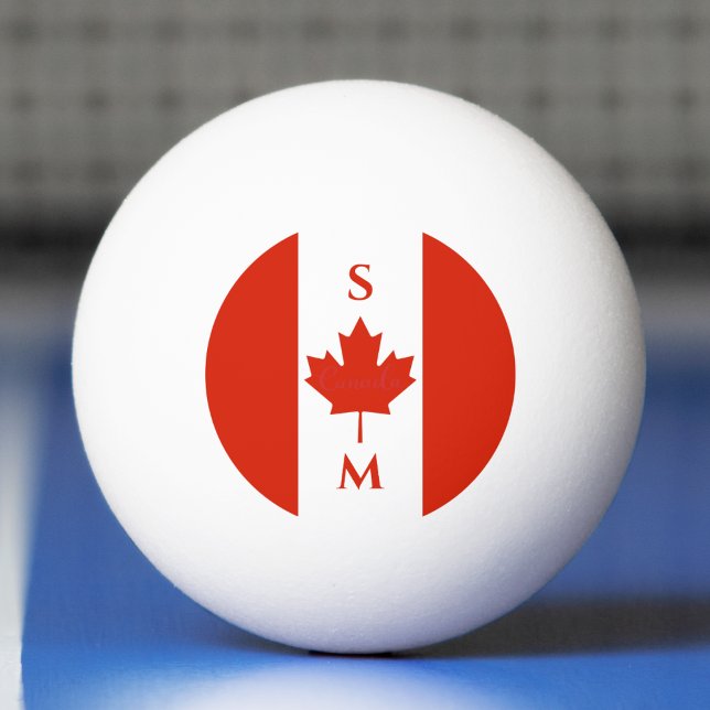 Canada Red & White Canadian Flag Initials Ping Pong Ball (Canada Red & White Canadian Flag Monogram Initials Ping Pong Ball)