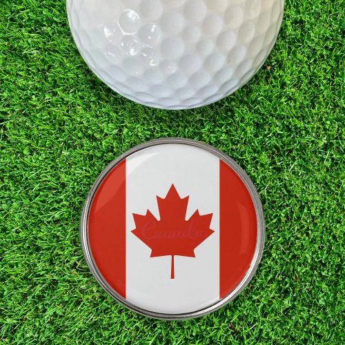 Canada Red  White Canadian Flag Maple Leaf Golf Ball Marker