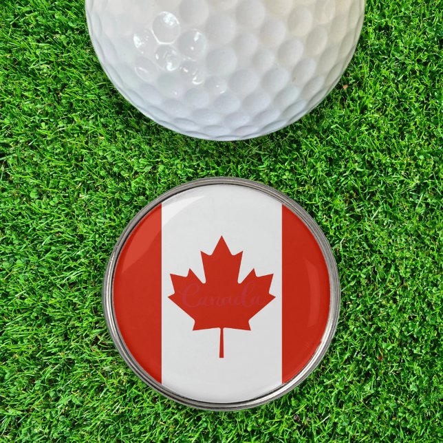 Canada Red & White Canadian Flag Maple Leaf Golf Ball Marker (canada flag golf ball marker)