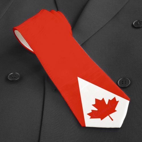 Canada Red White Canadian Flag Maple Leaf Neck Tie