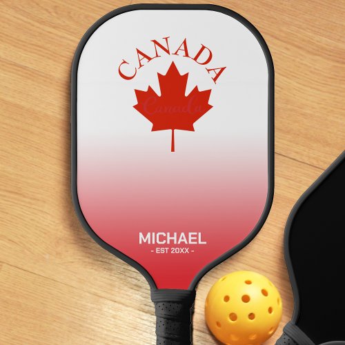 Canada Red  White Canadian Flag Ombre Gradient Pickleball Paddle