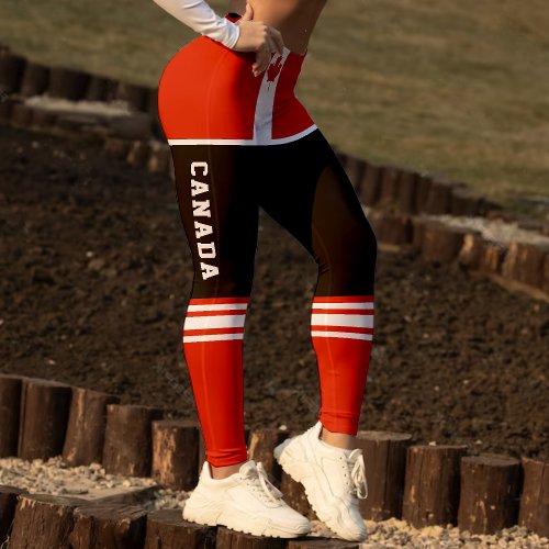 Canada Red White Canadian Flag Sports Tube Sock Leggings