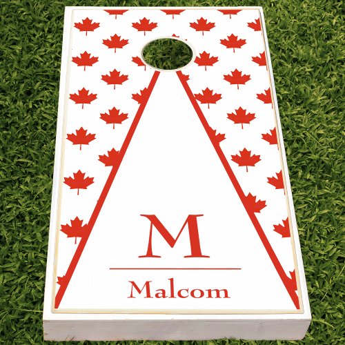 Canada Red  White Initials Canadian Flag Cornhole Set