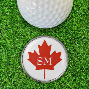 Canada Red & White Initials Canadian Flag Golf Ball Marker