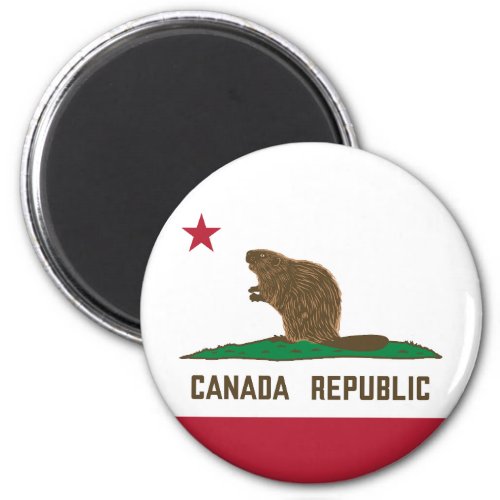 Canada Republic California Flag Beaver Magnet