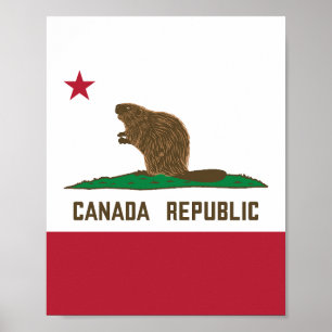 Canada Republic California Flag Beaver Poster