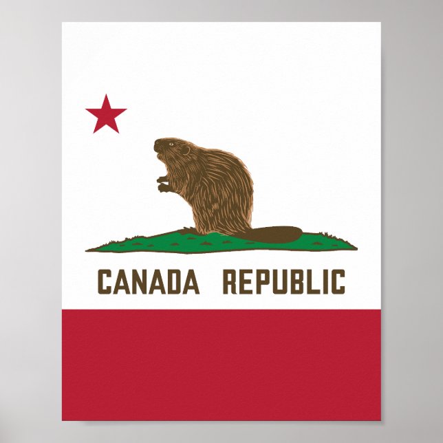 Canada Republic California Flag Beaver Poster (Front)
