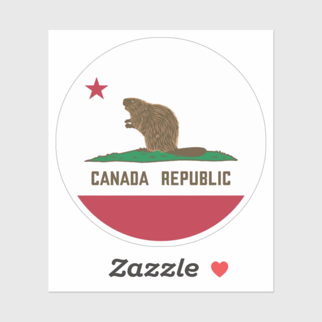 Canada Republic California Flag Beaver Sticker (Sheet)