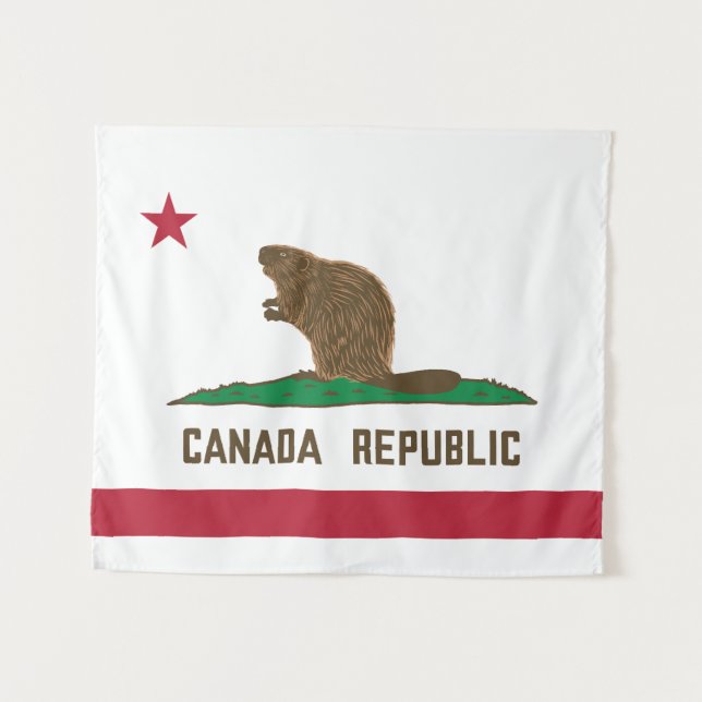 Canada Republic California Flag Beaver Tapestry (Front (Horizontal))