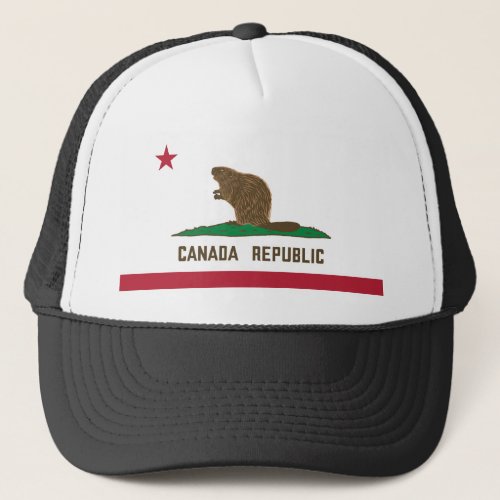 Canada Republic California Flag Beaver Trucker Hat