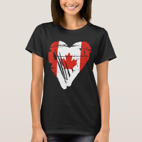 Canada Retro Heart Flag Canadian Maple Leaf 1 T_Shirt