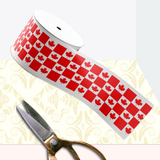 Canada Ribbon, Checkered, Patriotic, Canadian Flag Grosgrain Ribbon (Creator Uploaded)
