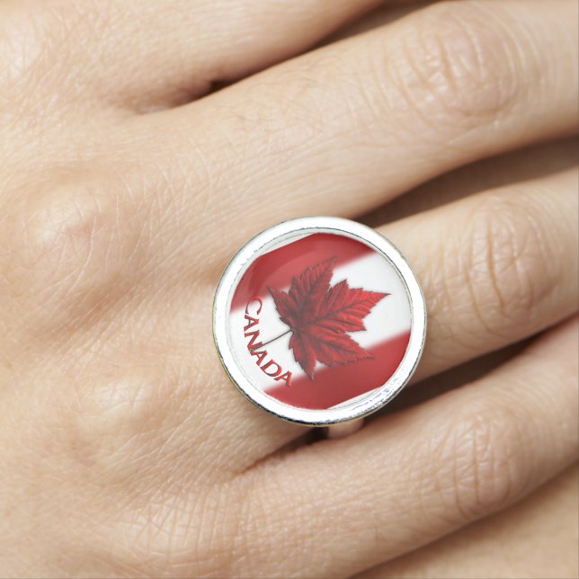 Canada Ring Canada Flag Souvenir Jewelry Ring Gift (In Situ)