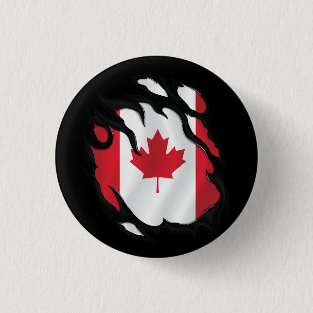 Canada Ripped Flag Button (Front)