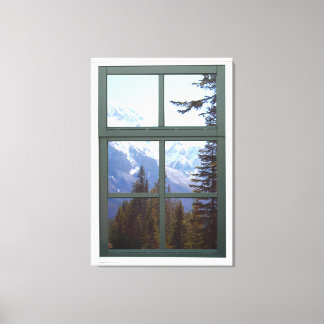 Canada Rocky Mountains Nature Faux Window View Canvas Print