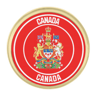 Canada Round Emblem Gold Finish Lapel Pin