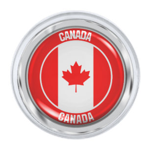 Canada Round Emblem Silver Finish Lapel Pin