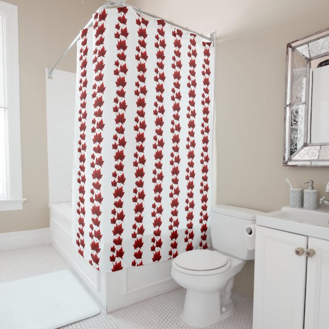 Canada Shower Curtains Canada Maple Leaf Decor (In Situ)