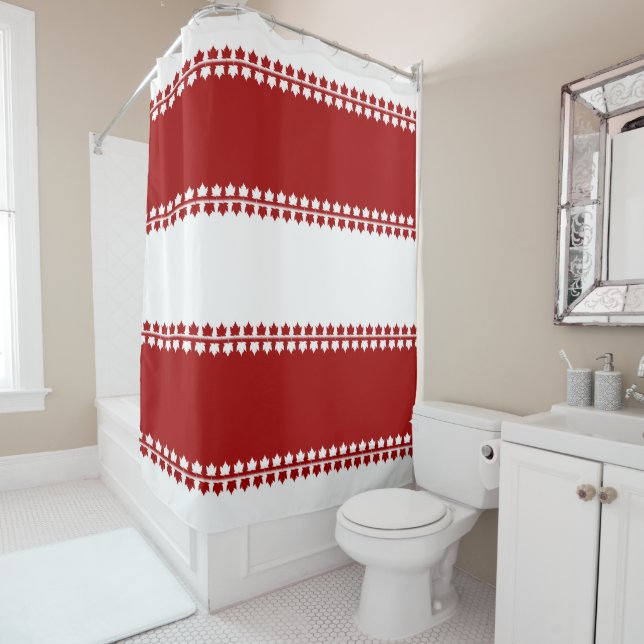 Canada Shower Curtains Canada Maple Leaf Decor (In Situ)