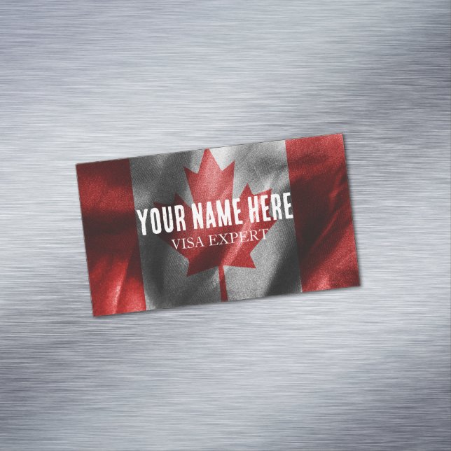 Canada silk flag business card magnet (In Situ)