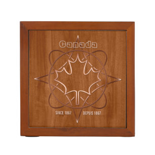 Canada Since 1867 Wood Copper Desk Organizer