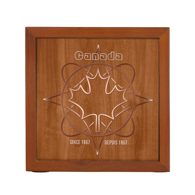 Canada Since 1867 Wood Copper Desk Organizer (Front)