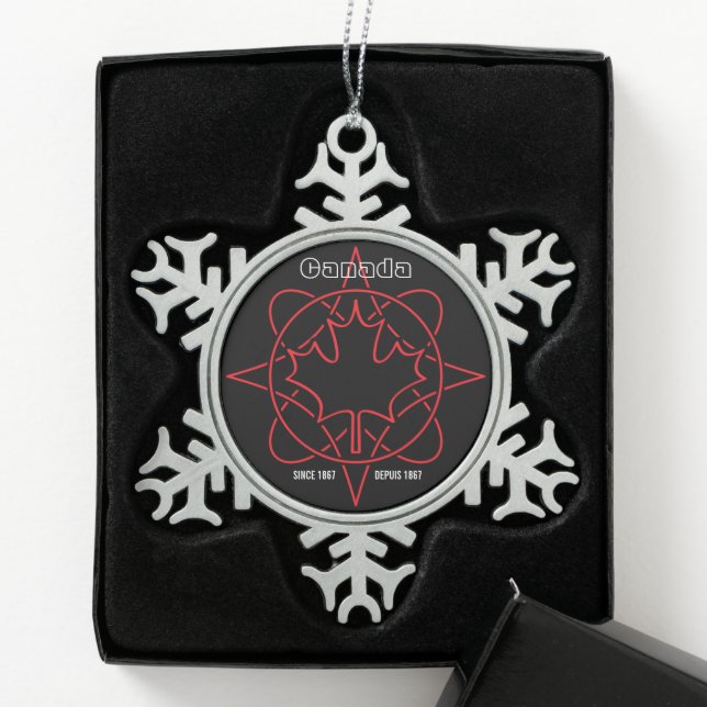 Canada Since 1876 Snowflake Pewter Christmas Ornament (Box)