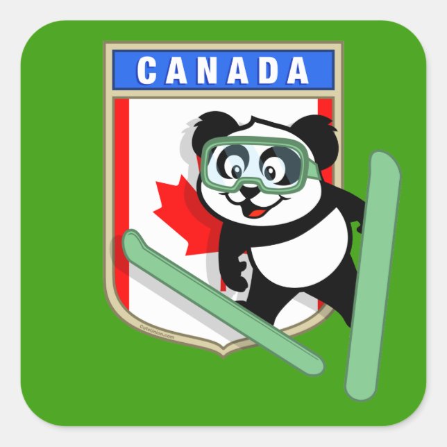 Canada Ski-jumping Panda Square Sticker (Front)
