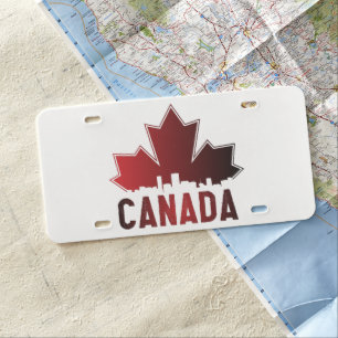Canada Skyline Gradient Maple Leaf Patriotic License Plate